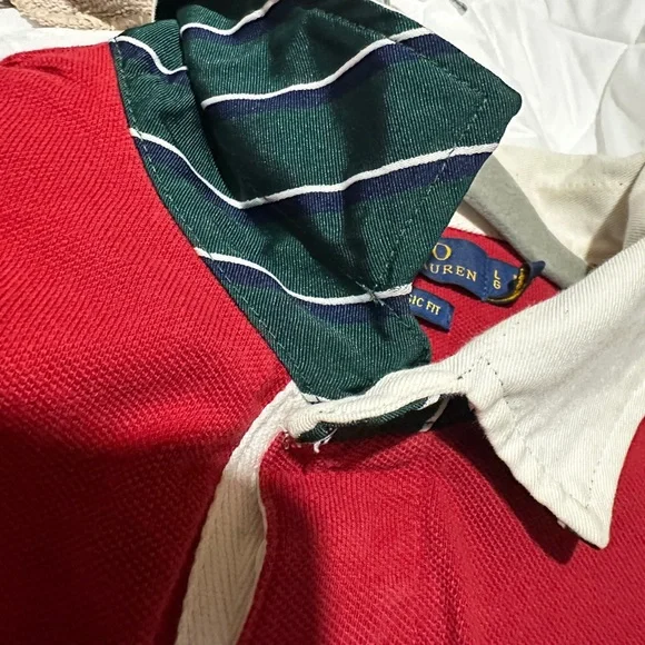 Ralph Lauren polo Red rugby  Shirt with Navy Accents - Picture 10 of 10